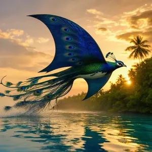 Manta ray + Peacock